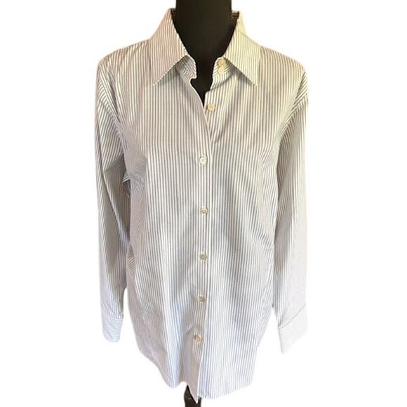 Talbots Woman Wrinkle-Resistant Pinstripe Button-Down Shirt, 16W - Picture 2 of 6